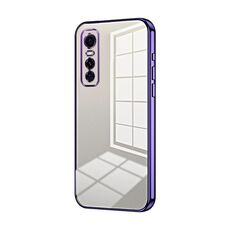Per vivo S7e / Y73s Custodia per telefono con foro sottile con placcatura trasparente (viola)