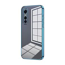 Per vivo S7e / Y73s Custodia per telefono con foro sottile con placcatura trasparente (blu)