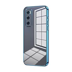 Per vivo V20 SE / Y70 Custodia per telefono con foro sottile con placcatura trasparente (blu)