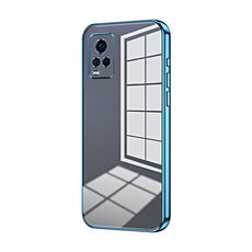 Per vivo S7 / V20 Pro Custodia per telefono con foro sottile con placcatura trasparente (blu)