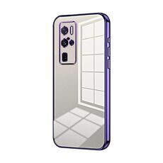 Per vivo X50 Pro+ Custodia per telefono con foro fine con placcatura trasparente (viola)