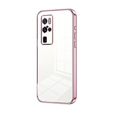 Per vivo X50 Pro+ Custodia per telefono con foro sottile con placcatura trasparente (rosa)