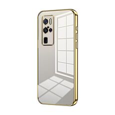 Per vivo X50 Pro+ Custodia per telefono con foro fine con placcatura trasparente (oro)