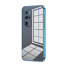 Per vivo X50 Pro+ Custodia per telefono con foro sottile con placcatura trasparente (blu)