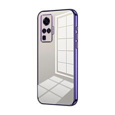 Per vivo X50 Pro Custodia per telefono con foro sottile con placcatura trasparente (viola)