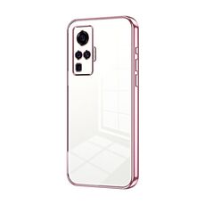 Per vivo X50 Pro Custodia per telefono con foro sottile con placcatura trasparente (rosa)