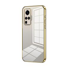 Per vivo X50 Pro Custodia per telefono con foro sottile con placcatura trasparente (oro)
