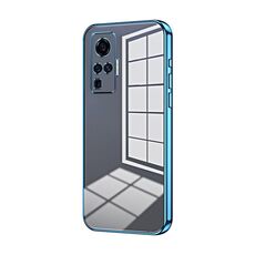 Per vivo X50 Pro Custodia per telefono con foro sottile con placcatura trasparente (blu)