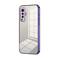 Per vivo X50 Custodia per telefono con foro sottile con placcatura trasparente (viola)