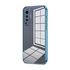 Per vivo X50 Custodia per telefono con foro sottile con placcatura trasparente (blu)