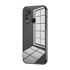 Per vivo Y50 / Y30 Custodia per telefono con foro sottile con placcatura trasparente (nera)