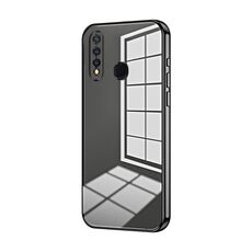 Per vivo Y5s / U3 / Z5i / U20 / Y19 Custodia per telefono con foro sottile con placcatura trasparente (Nero)