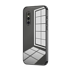 Per vivo X27 Custodia per telefono con foro sottile con placcatura trasparente (nera)