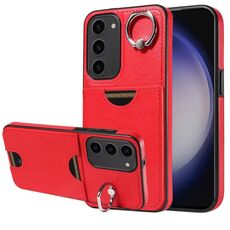 Per Samsung Galaxy S23+ 5G Custodia per telefono con anello per slot per schede in vitello (rosso)