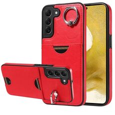 Per Samsung Galaxy S22+ 5G Custodia per telefono con anello per slot per schede in vitello (rosso)