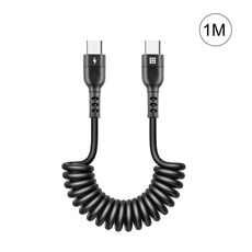 HAWEEL Cavo di ricarica rapida PD a spirale retrattile da USB-C / Type-C a USB-C / Type-C da 1 m 5 A