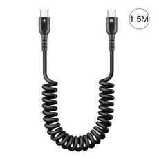 HAWEEL Cavo di ricarica rapida PD a spirale retrattile da USB-C / Type-C a USB-C / Type-C da 1,5 m 5 A