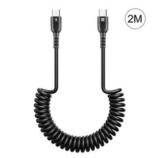 HAWEEL Cavo di ricarica rapida PD a spirale retrattile da USB-C / Type-C a USB-C / Type-C da 2 m 5 A