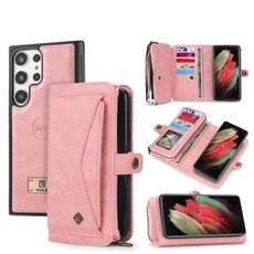 Per Samsung Galaxy S23+ 5G Custodia multifunzionale in pelle con cerniera a portafoglio (rosa)