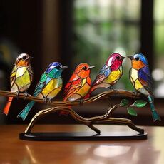 Cento fiori uccelli metallo ferro arte ornamento 3D stereoscopico uccelli decorazione artigianale, quantità: 5