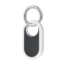 Per Samsung Galaxy SmartTag2 Tracker Custodia protettiva in silicone semiavvolta con anello di sospensione in metallo (bianco)