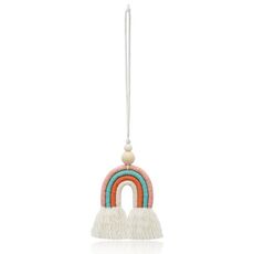Ciondolo per aromaterapia per auto arcobaleno con perline di legno intrecciate a mano (rosa)