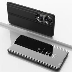 Custodia per telefono in pelle con vibrazione orizzontale a specchio placcato Honor X7b con supporto (nero)