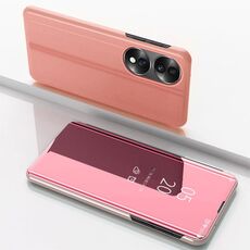 Custodia per telefono in pelle con vibrazione orizzontale a specchio placcato per Honor X7b con supporto (oro rosa)
