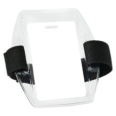 Porta carte di credito in plastica morbida in PVC Bracciale riflettente in poliestere Porta carte con badge identificativo regolabile, specificazione: nero