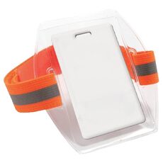 Porta carte di credito in plastica morbida in PVC Bracciale riflettente in poliestere Porta carte con badge identificativo regolabile, specificazione: arancione