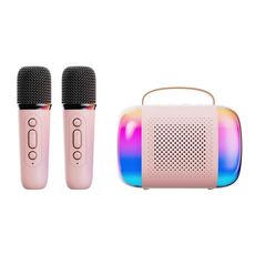 Y5 2 Microfono Altoparlante Bluetooth portatile Audio karaoke wireless per casa ed esterno (rosa)