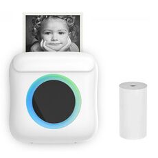 C22 Mini stampante termica portatile senza inchiostro Bluetooth con luce ambientale colorata Stampante per etichette con domande di errore (bianco)