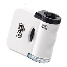 Mini microscopio portatile da 60 pezzi con luci a LED, esplorazione all'aperto, osservazione, divertenti giocattoli per bambini (bianco)