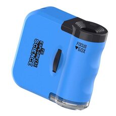 Mini microscopio portatile da 60 pezzi con luci a LED, esplorazione all'aperto, osservazione, divertenti giocattoli per bambini (blu)