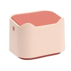 Cestino per rifiuti da tavolo a spinta da 17,8 x 13 x 13,5 cm con coperchio, piccola lettiera per animali domestici con isolamento degli odori (rosa)