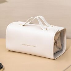 Borsa cosmetica impermeabile pieghevole staccabile portatile da viaggio di grande capacità (bianco latte)