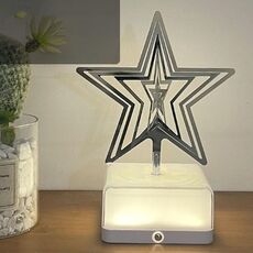 Lampada da comodino rotante 3D a 16 colori, luce notturna, LED, luce ambientale ricaricabile, ornamento decorativo, stile: pentagramma
