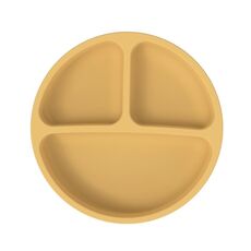 Piatto a ventosa in silicone per bambini a 3 scomparti Ciotola per alimentazione complementare per bambini(Giallo)