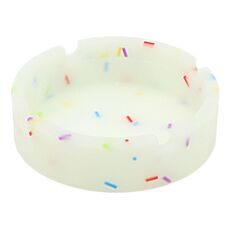 Posacenere per auto fluorescente rotondo in silicone luminoso 8,3x2,3x0,5 cm (bianco)