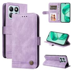 Per Honor X8b Skin Feel Life Tree Custodia in pelle con bottoni in metallo (viola)