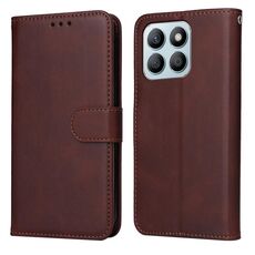 Custodia per cellulare in pelle flip classica con texture di vitello per Honor X8b (marrone)