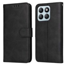 Custodia per cellulare in pelle flip classica con texture di vitello per Honor X8b (nera)