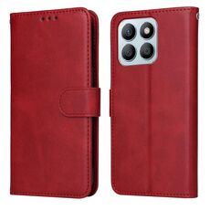 Custodia per telefono in pelle flip classica con texture di vitello per Honor X8b (rossa)