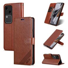 Per vivo S18 AZNS Custodia per telefono in pelle con texture in pelle di pecora (marrone)