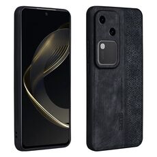 Custodia per telefono con sensazione di pelle in rilievo 3D per vivo S18 AZNS (nera)