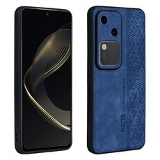 Custodia per telefono con sensazione di pelle in rilievo 3D per vivo S18 AZNS (blu zaffiro)