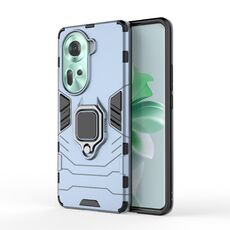 Per OPPO Reno11 5G Global PC + Custodia protettiva antiurto in TPU con supporto per anello magnetico (blu navy)