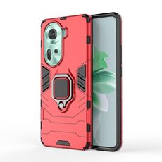 Per OPPO Reno11 5G Global PC + Custodia protettiva antiurto in TPU con supporto per anello magnetico(Rosso)
