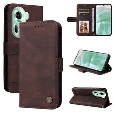 Per OPPO Reno11 5G Global Skin Feel Life Tree Custodia per telefono in pelle con bottoni in metallo (marrone)