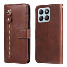 Custodia per cellulare in pelle con cerniera alla moda per Honor X8b (marrone)